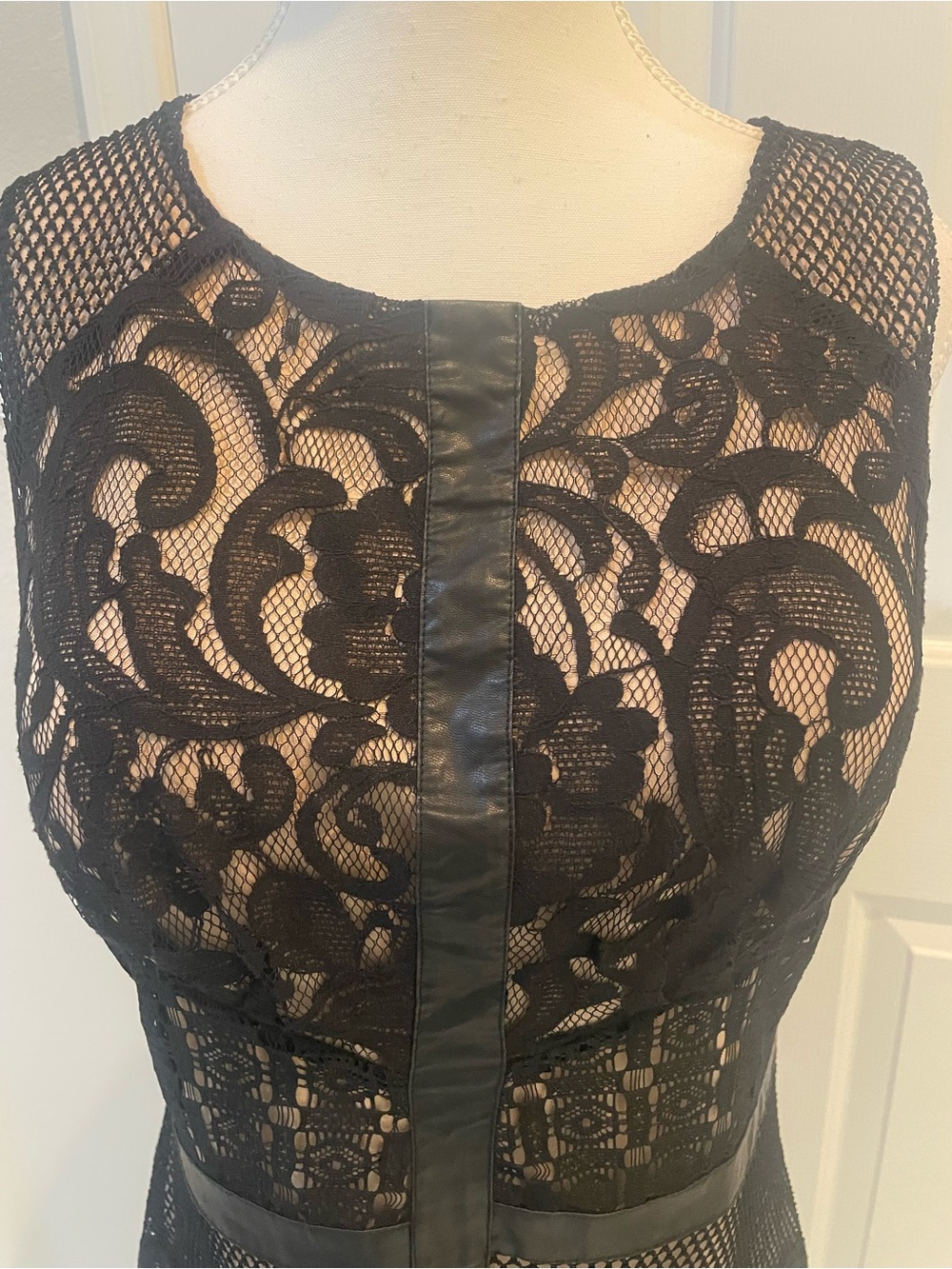 Mossimo Supply Co. Black Lace Mini Dress natural lining with Sheer Insets size L - Picture 9 of 15
